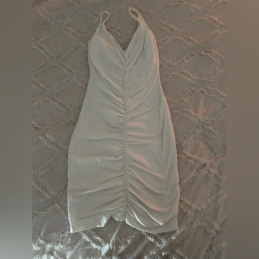 WHITE RUFFLED DRESS